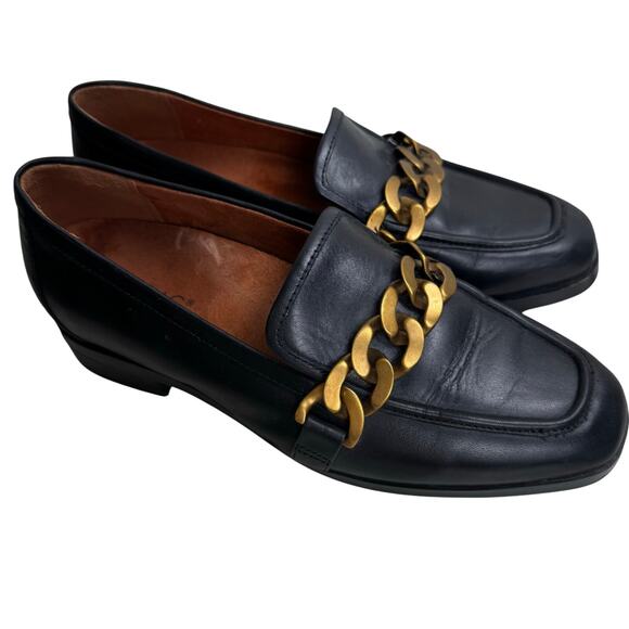 Vionic Mizelle Womens Black Leather Chunky Chain Buckle Loafer Size 6.5 U.K. 4 - Picture 1 of 9